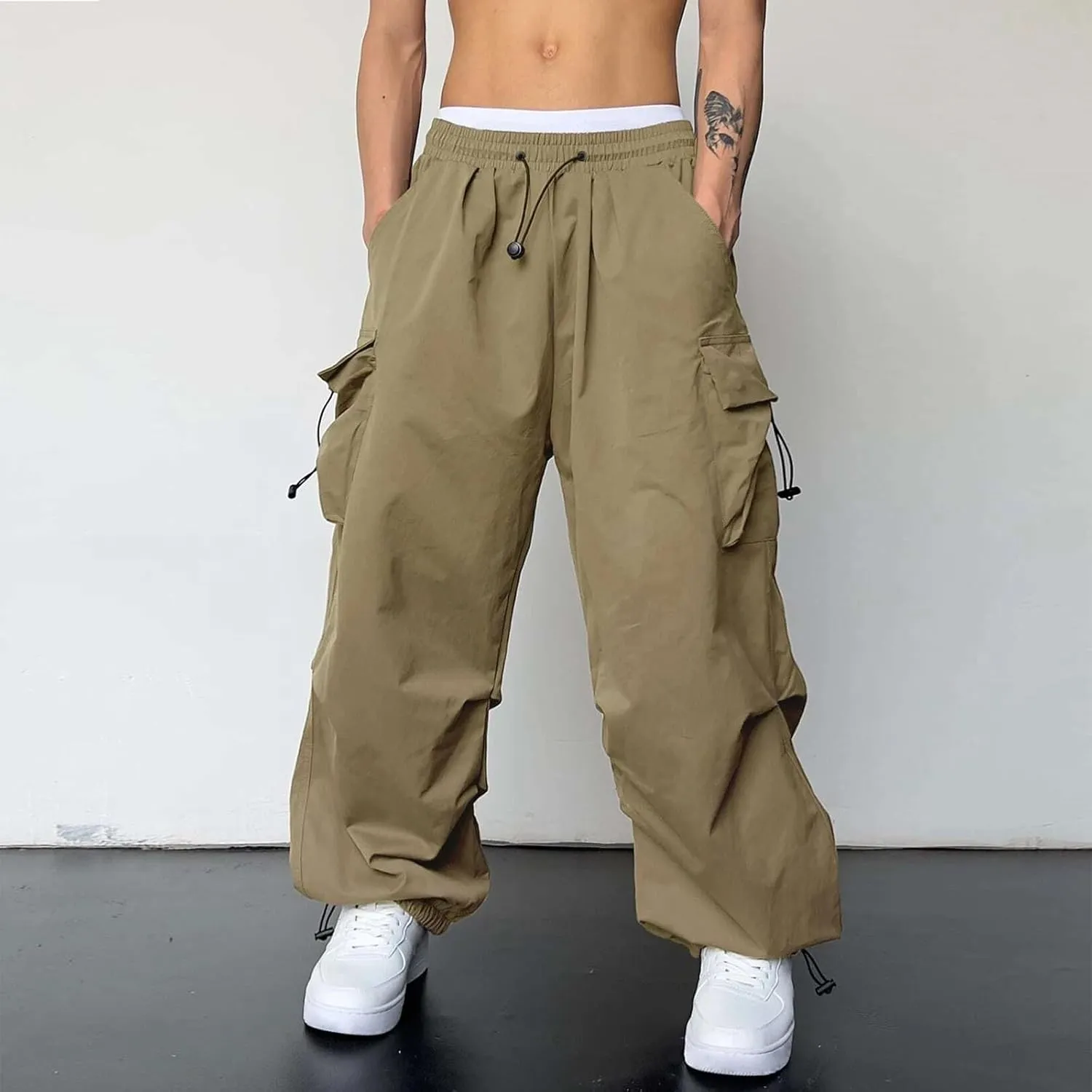 Men's Work Pants Loose Big Wide Leg Trousers Side Pockets 4 Pockets Casual Sports Trousers Sweatpants for Men