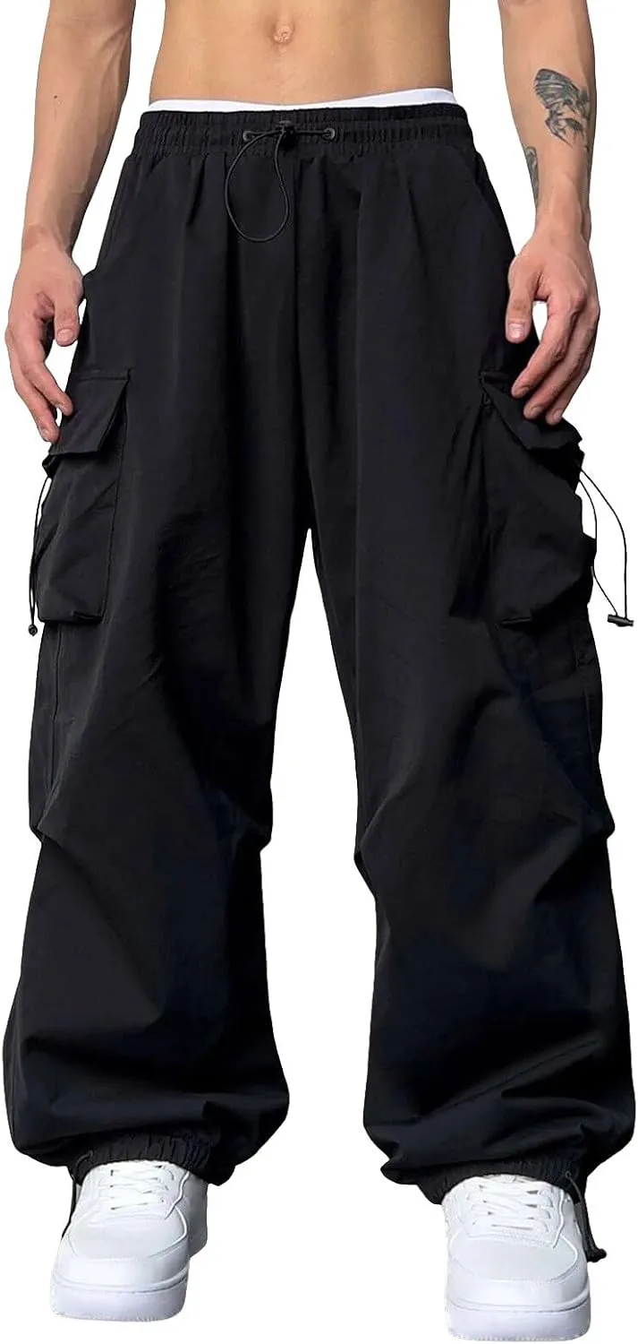 Men's Work Pants Loose Big Wide Leg Trousers Side Pockets 4 Pockets Casual Sports Trousers Sweatpants for Men