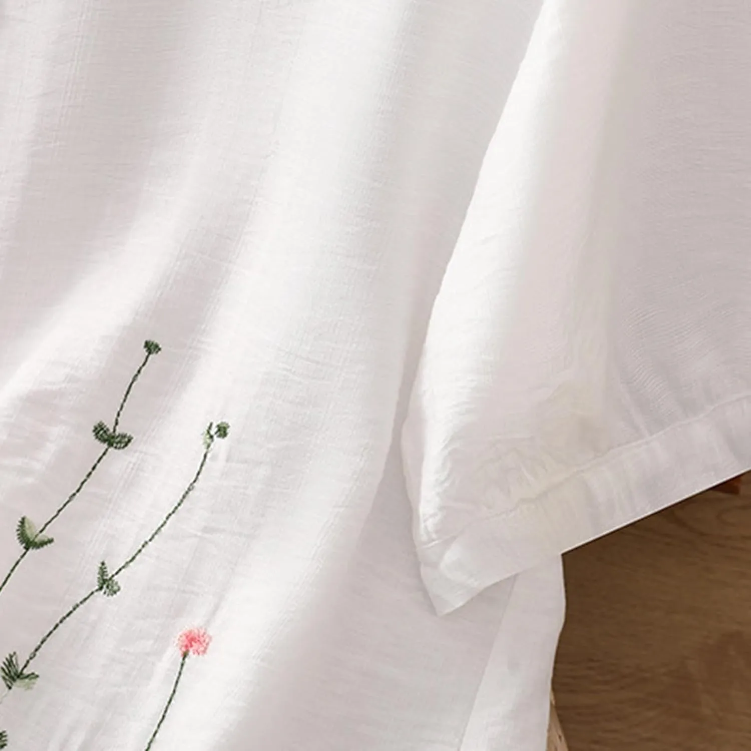 Mexico Shirts for Women Summer Embroidered Cotton Linen Blouse 3/4 Sleeve V Neck Top Vintage Boho Causal Button Shirt