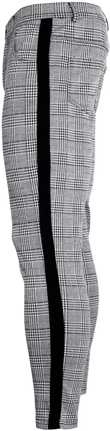 Nyybw Mens Chinos Casual Pants - Slim Fit Stretch Plaid Dress Pants Lightweight Skinny Long Pants Business Golf Dress Pants