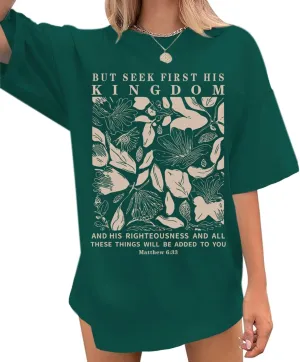 Oversized Christian Faith Shirts for Women Jesus Bible Verse Tshirts Wildflower Floral Boho Shirt Vintage Graphic Tee