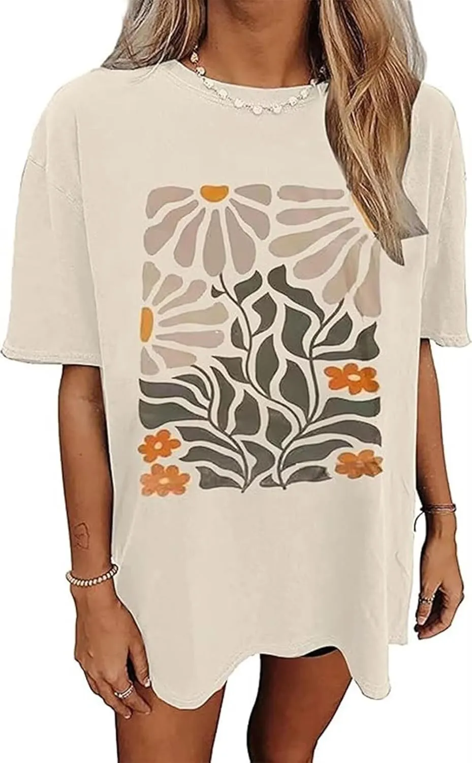 Oversized Tshirts Cute Tops for Women Shark Flower Graphic Tees Tops Summer Casual Loose Beach Vacation Shirts