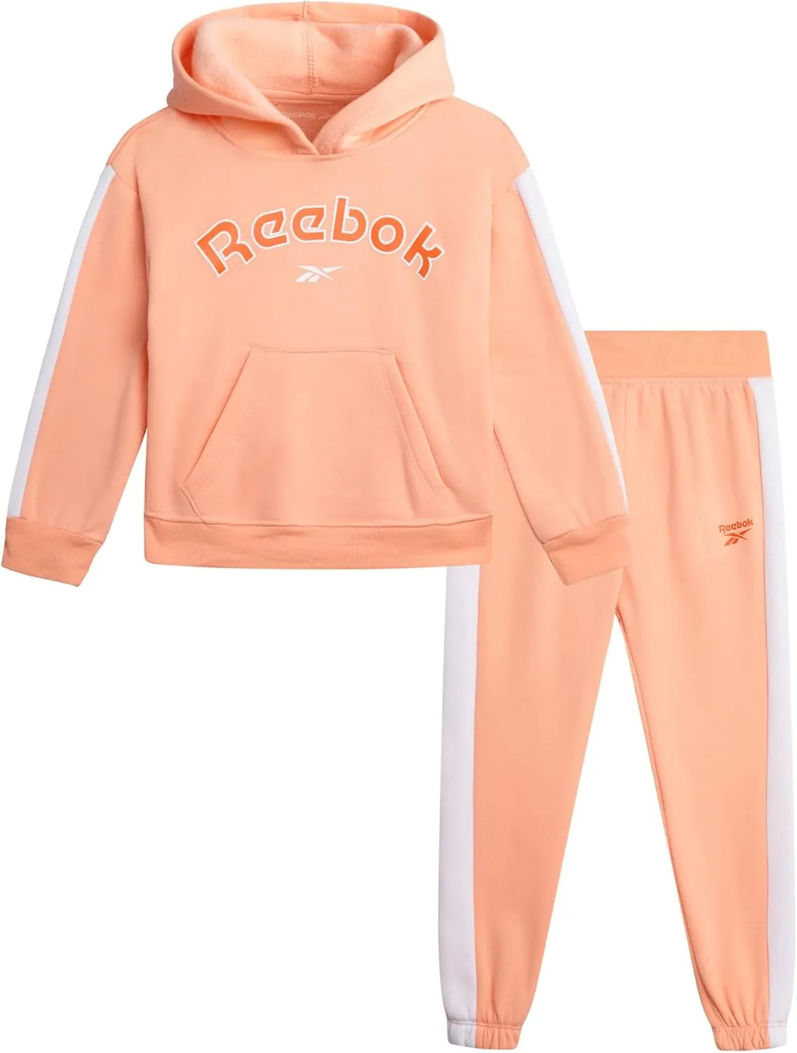 Reebok Girls' Sweatsuit - 2 Piece Performance Fleece Sweatshirt and Jogger Sweatpants - Activewear for Toddlers/Girls, 2T-6X