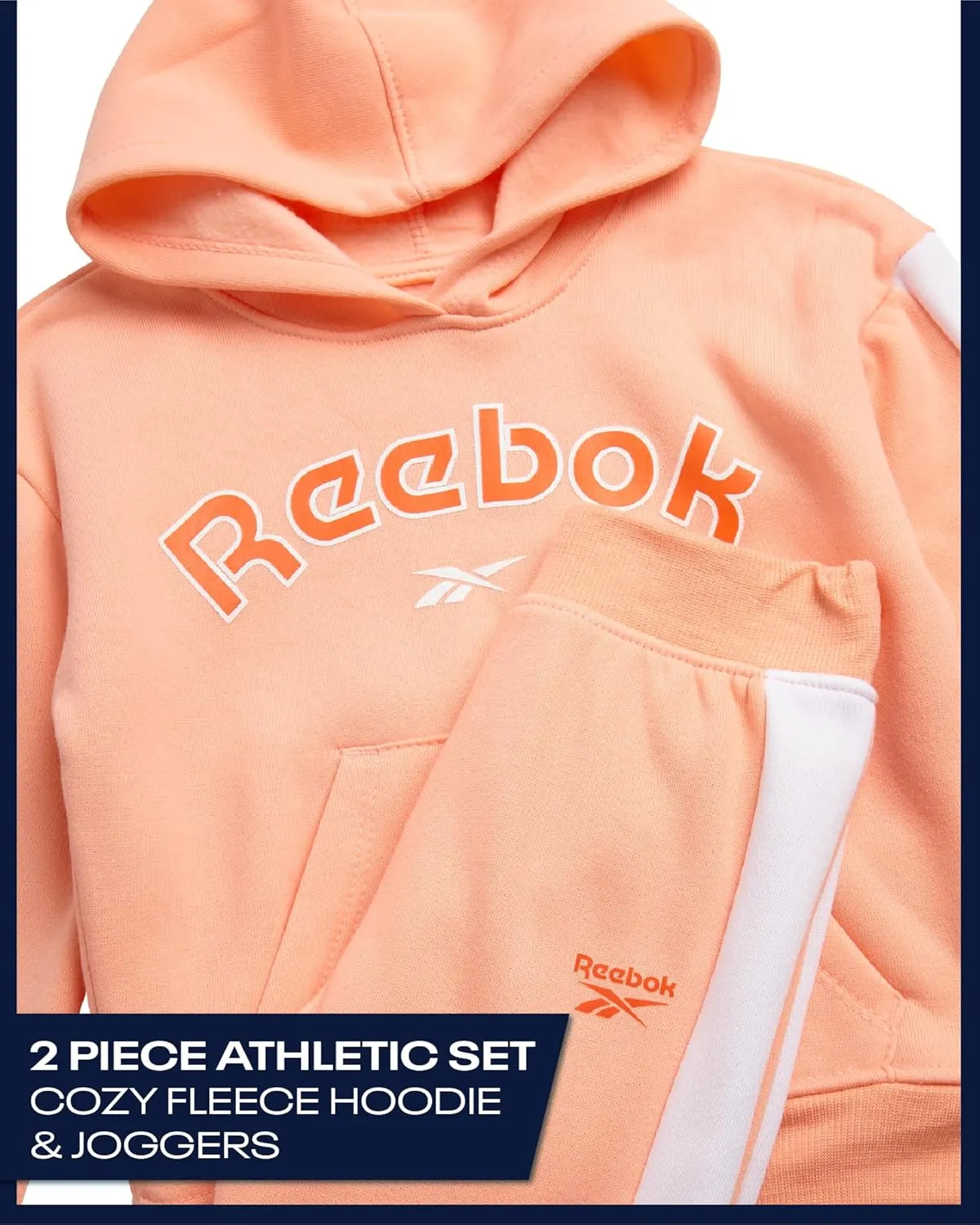 Reebok Girls' Sweatsuit - 2 Piece Performance Fleece Sweatshirt and Jogger Sweatpants - Activewear for Toddlers/Girls, 2T-6X