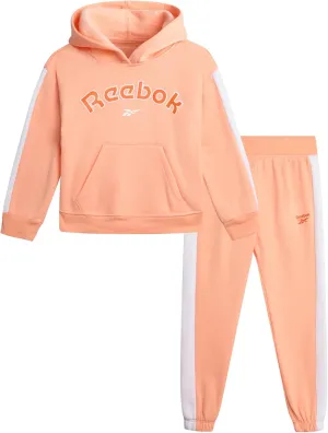 Reebok Girls' Sweatsuit - 2 Piece Performance Fleece Sweatshirt and Jogger Sweatpants - Activewear for Toddlers/Girls, 2T-6X