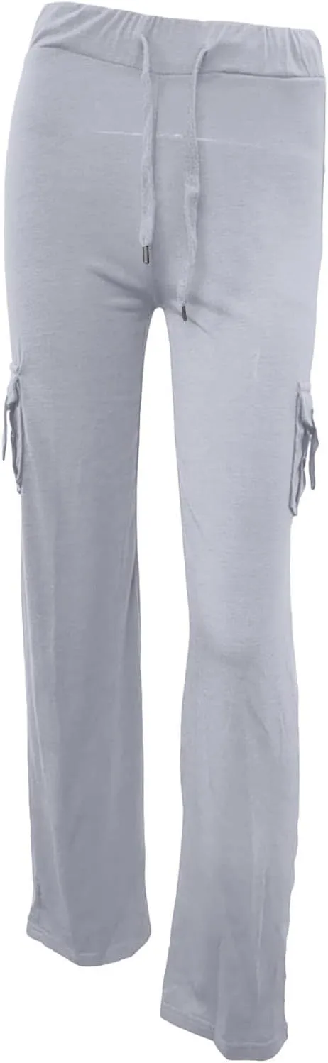 Ruziyoog High Waisted Yoga Pants with Pockets Casual Wide Leg Lounge Pants Drawstring Elastic Waist Trousers for Women