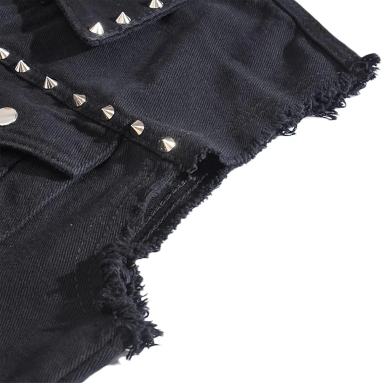 Saukiee Men's Casual Lapel Denim Vest Jacket Vintage Slim Fit Sleeveless Ripped Jeans Vests