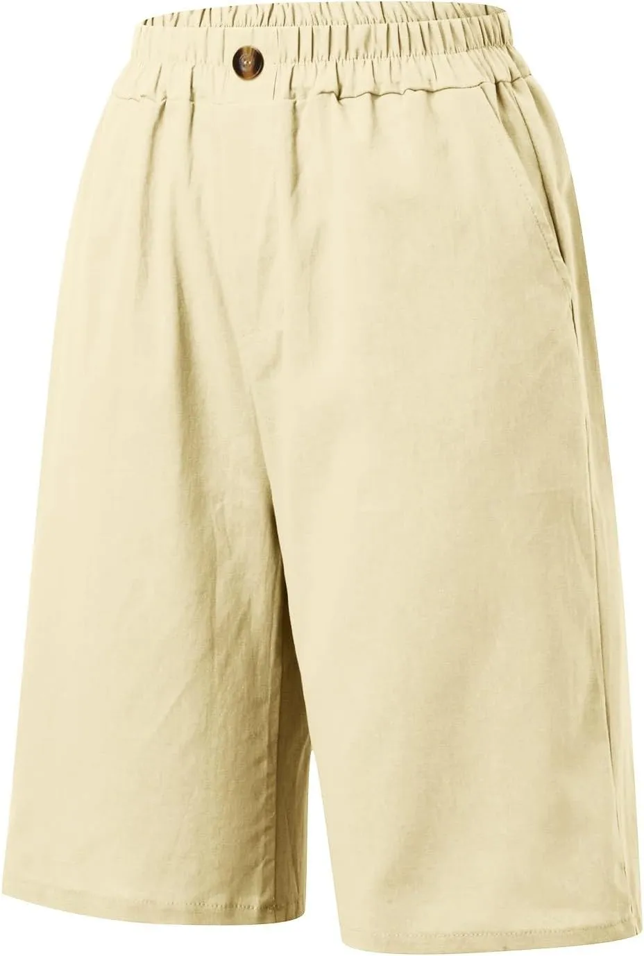 Shorts for Women 2024 Bermuda Shorts Casual Elastic High Waisted Wide Leg Shorts Knee Length Summer Shorts with Pockets