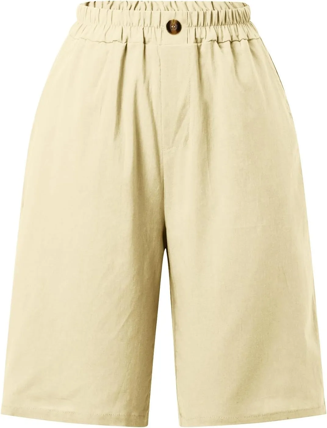 Shorts for Women 2024 Bermuda Shorts Casual Elastic High Waisted Wide Leg Shorts Knee Length Summer Shorts with Pockets