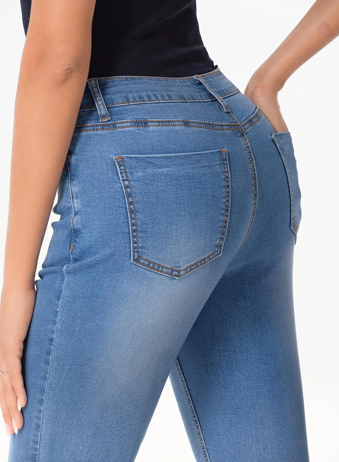 Sidefeel Women's High Waisted Bell Bottom Bootcut Jeans Flared Wide Leg Denim Pants