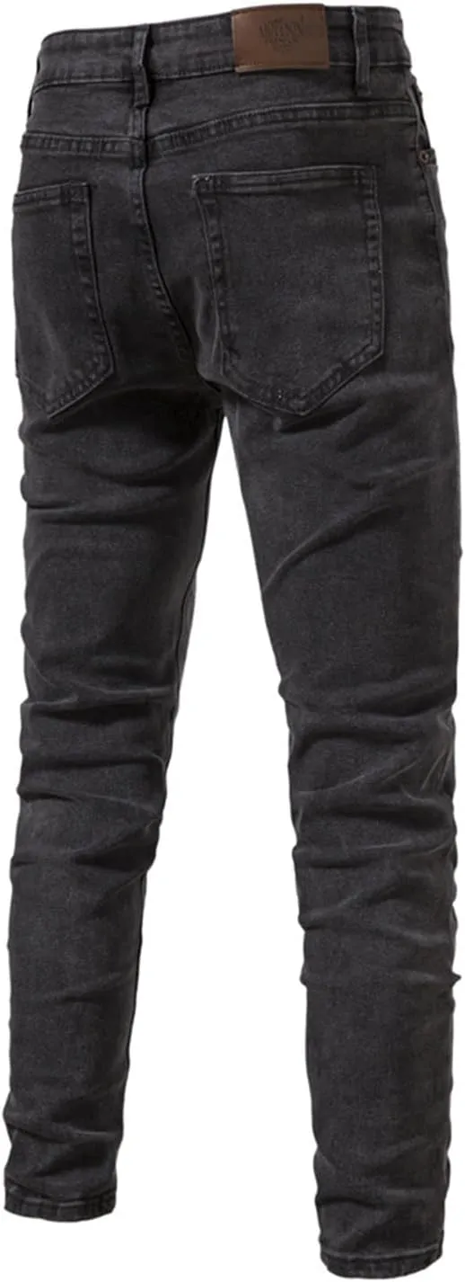 Skinny Jeans for Men Slim Fit Wash Stretch Denims Pants Fashion Casual Elastic Straight Trousers