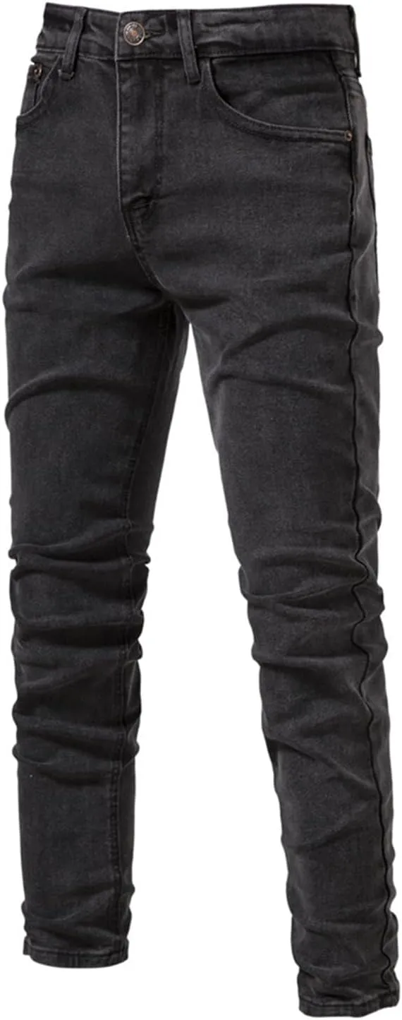 Skinny Jeans for Men Slim Fit Wash Stretch Denims Pants Fashion Casual Elastic Straight Trousers