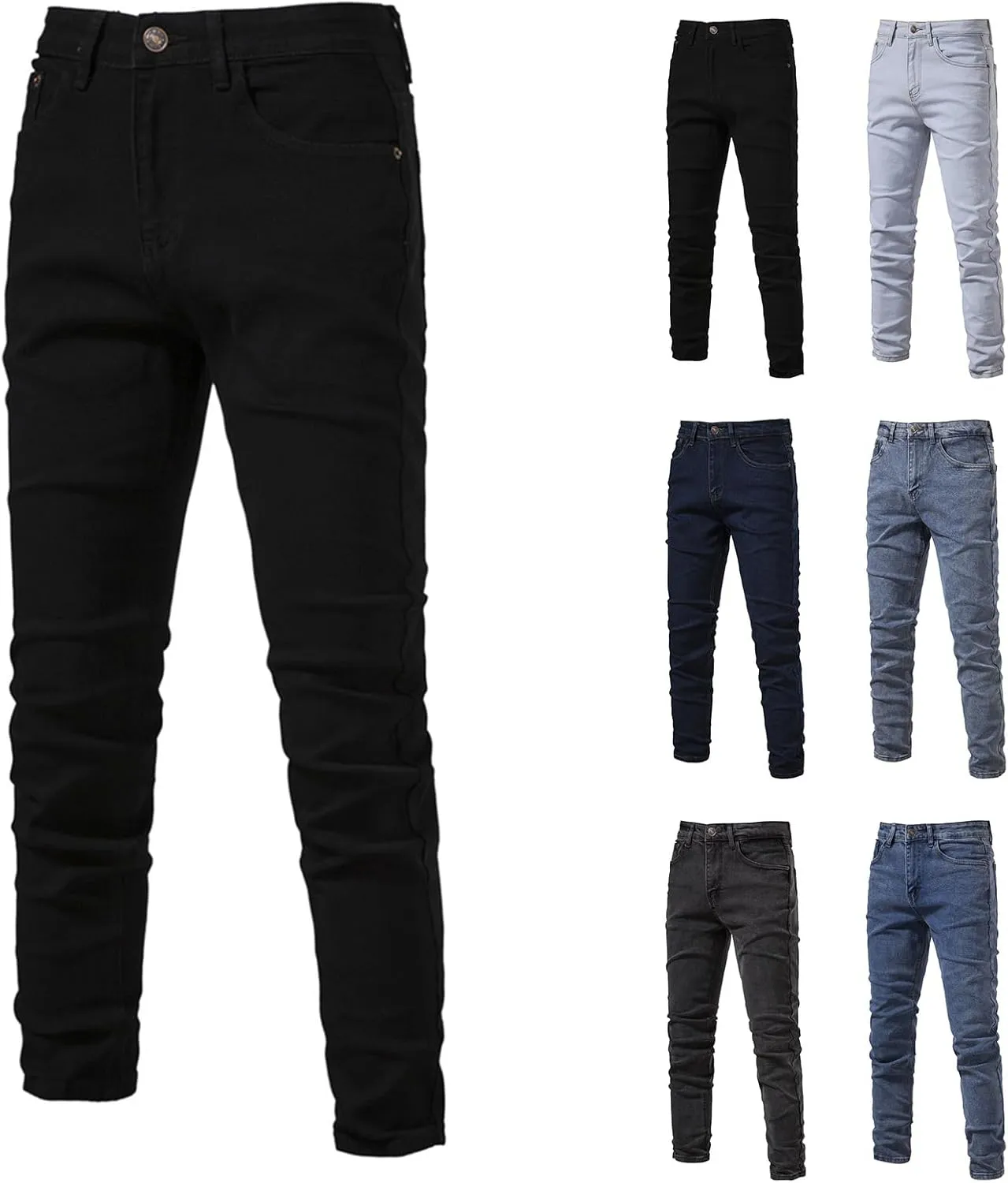 Skinny Jeans for Men Slim Fit Wash Stretch Denims Pants Fashion Casual Elastic Straight Trousers