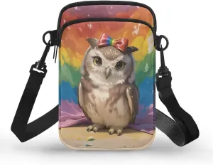 Small Crossbody Phone Wallet Bag, Tropical Flower Leaves Mini Shoulder Purse Belt Bag for Running, Hiking & Biking