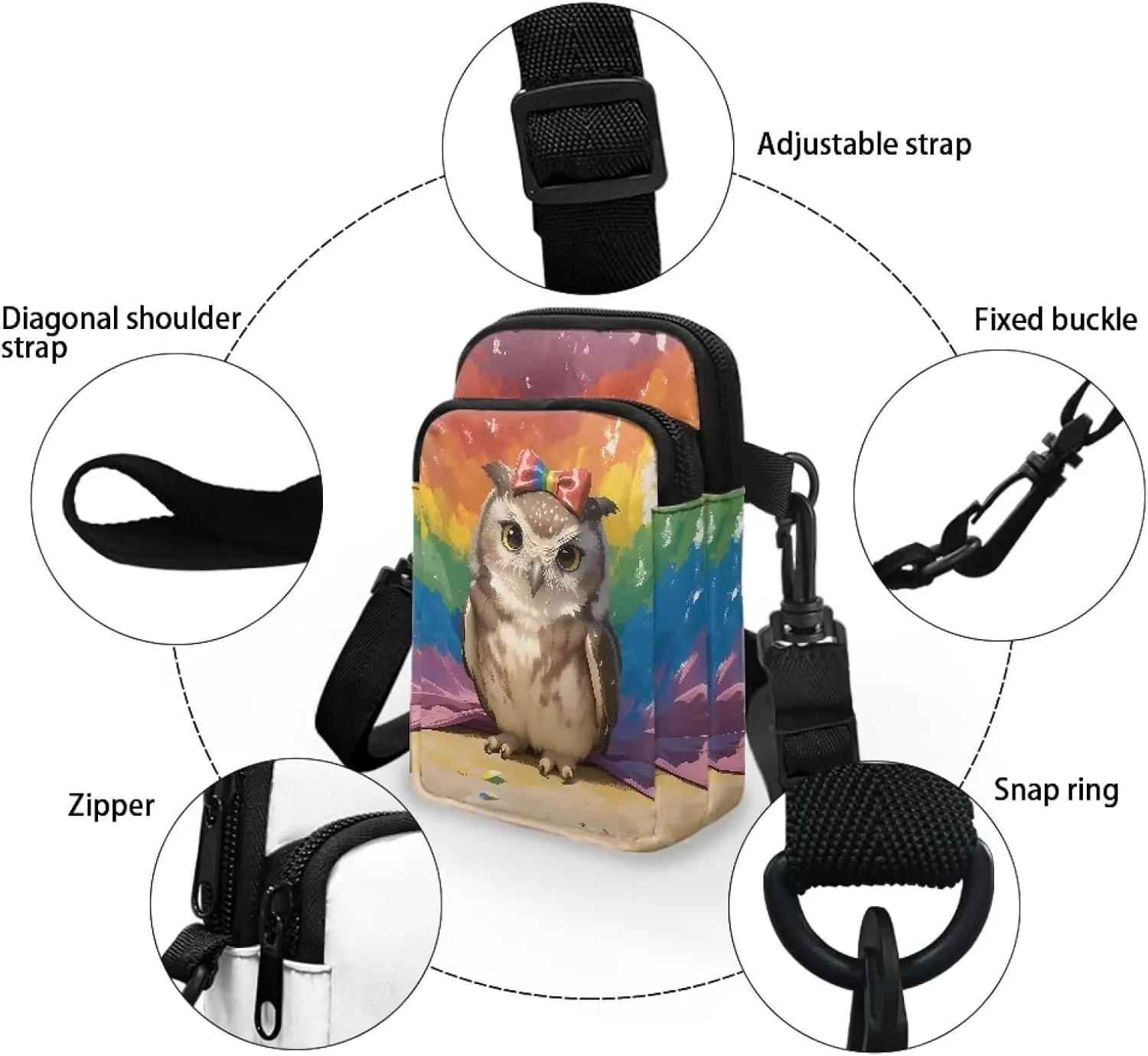 Small Crossbody Phone Wallet Bag, Tropical Flower Leaves Mini Shoulder Purse Belt Bag for Running, Hiking & Biking