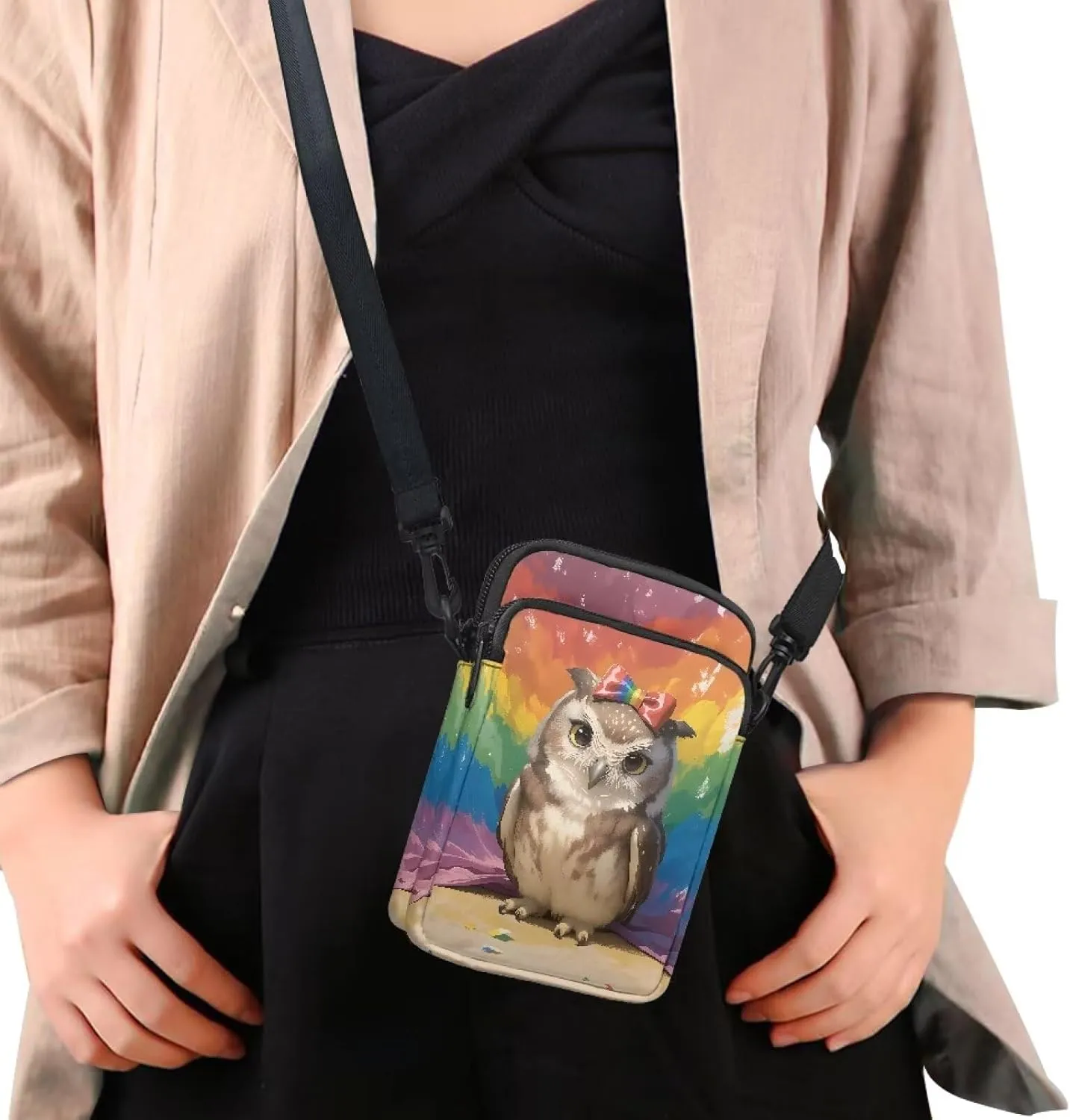Small Crossbody Phone Wallet Bag, Tropical Flower Leaves Mini Shoulder Purse Belt Bag for Running, Hiking & Biking