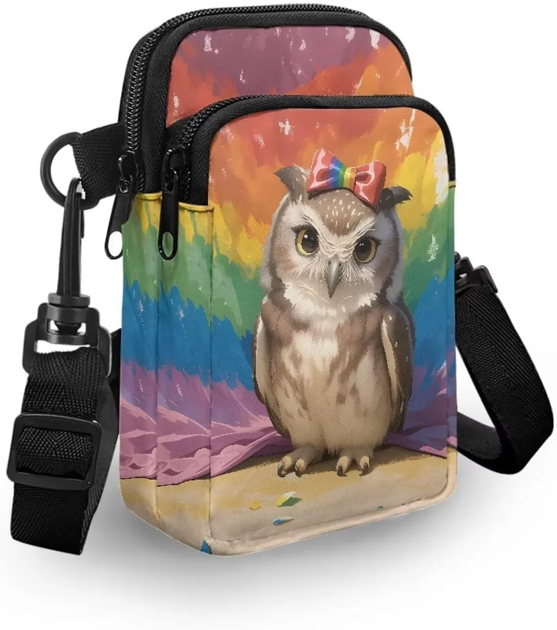 Small Crossbody Phone Wallet Bag, Tropical Flower Leaves Mini Shoulder Purse Belt Bag for Running, Hiking & Biking