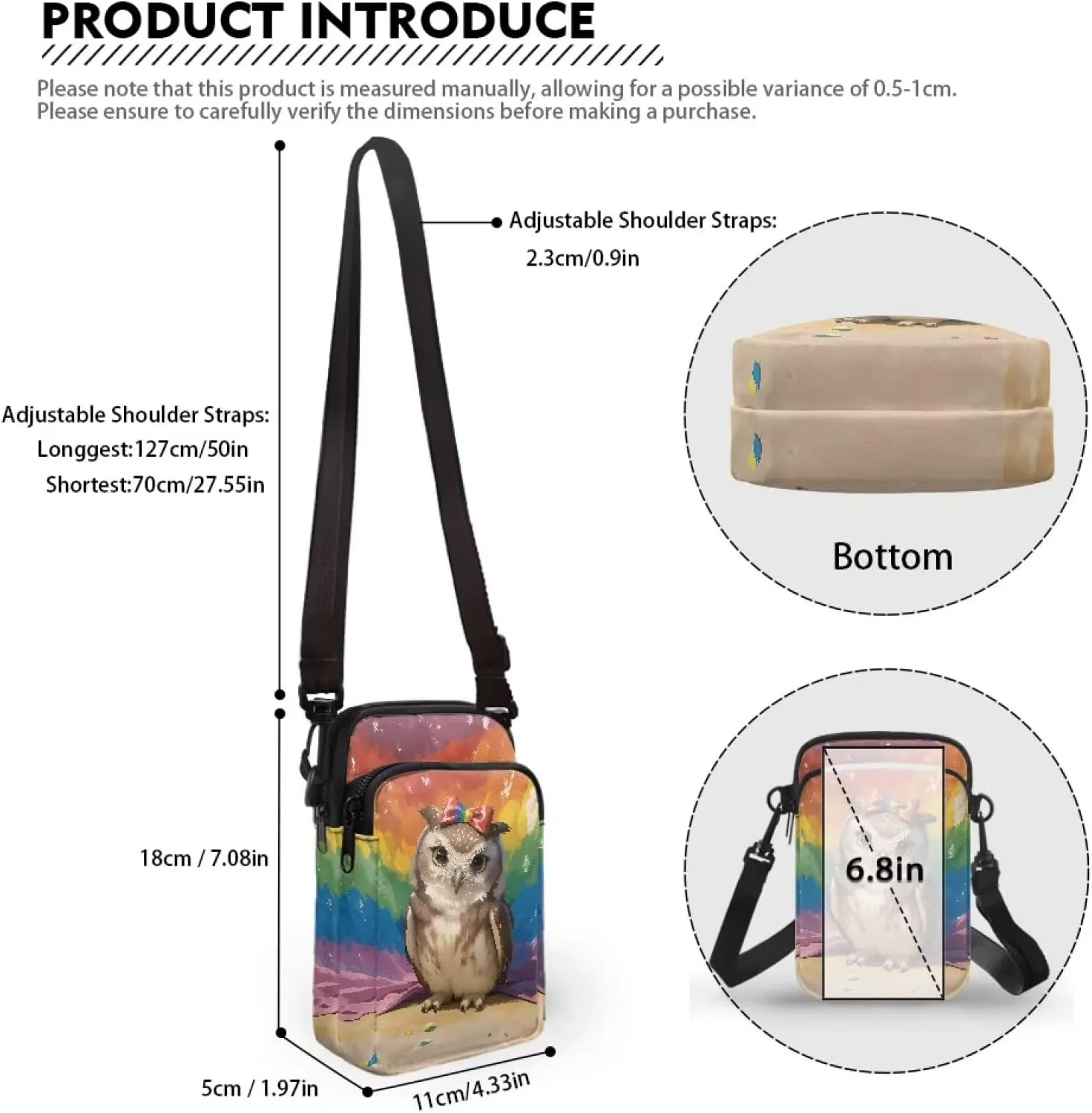 Small Crossbody Phone Wallet Bag, Tropical Flower Leaves Mini Shoulder Purse Belt Bag for Running, Hiking & Biking