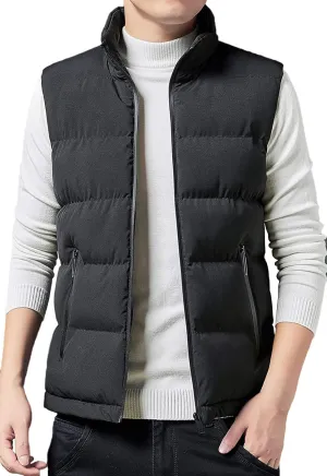 Spanye Men's Puffer Vests Quilted Warm Waistcoat Full-zip Packable Cotton Padded Jacket