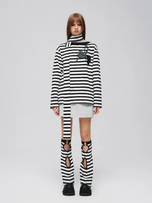 Striped casual T-shirt (with scarf)   striped socks【s0000008373】