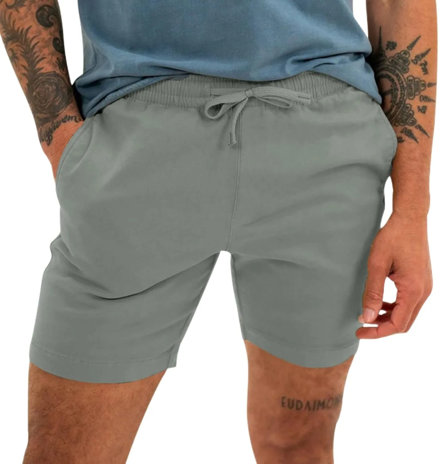 Summer Cotton Linen Shorts for Men Drawstring Breathable Sports Shorts Slim Fit Stretch Pants Quick Dry Thin Pants