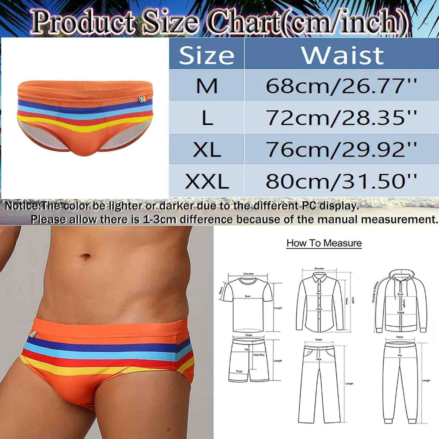 Swimming Trunks for Men Hawaiian Briefs Summer Swimsuit Fitness Underwear Bulge Pouch Hip Triangle Mens Short