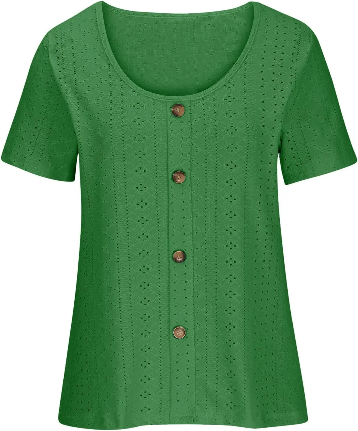 Tops for Women Trendy Short Sleeve Embroidery Hollow Elegant Shirts Casual Scoop Neck Cute Plain Womens Summer Tops