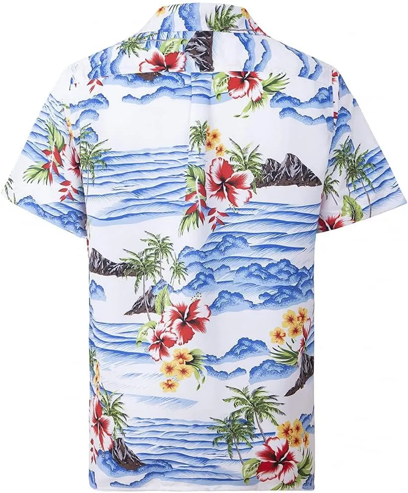 Tropical Storm Hawaiian Shirts for Men Short Sleeve Regular Fit Mens Floral Shirts