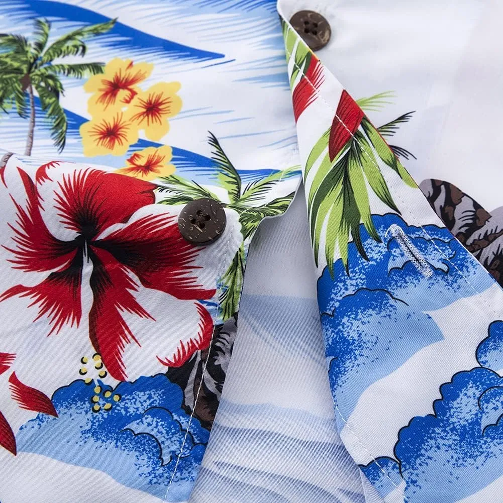 Tropical Storm Hawaiian Shirts for Men Short Sleeve Regular Fit Mens Floral Shirts