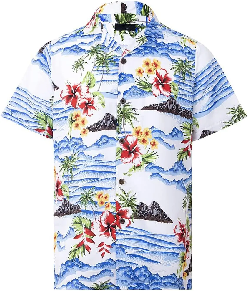 Tropical Storm Hawaiian Shirts for Men Short Sleeve Regular Fit Mens Floral Shirts