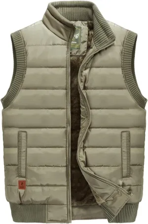 VtuAOL Men's Outerwear Vest for Men Winter Puffer Vests Fleece Lined Outdoor Warm Sleeveless Jackets