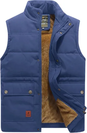 VtuAOL Men's Outerwear Vest for Men Winter Puffer Vests Fleece Lined Outdoor Warm Sleeveless Jackets