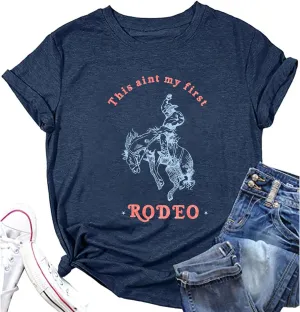 Western Cowgirl Shirts for Women Rodeo Cowboy Graphic Tees Oversized Vintage Country T Shirts Casual Pullover Tops