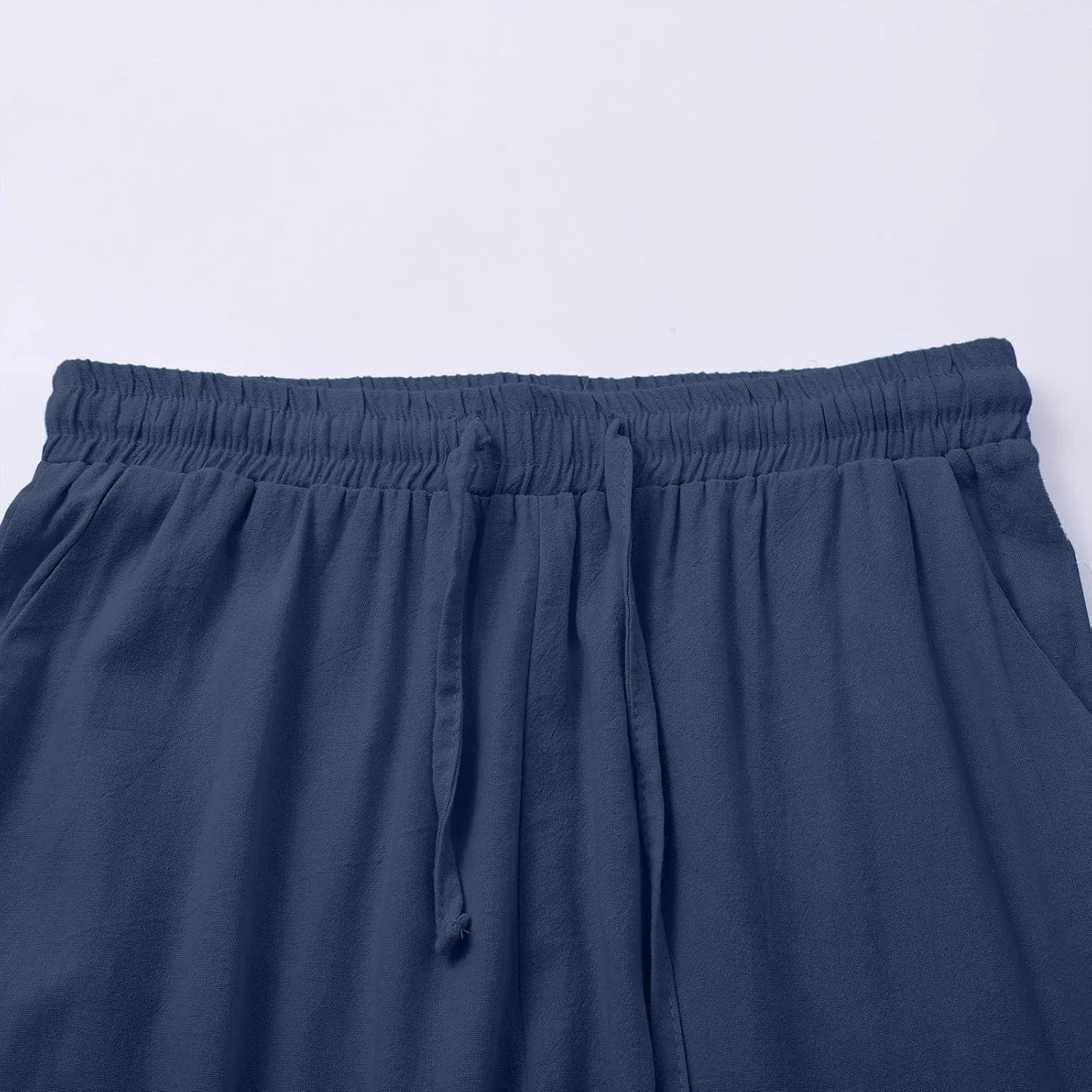 Wide Leg Linen Pants Women Palazzo Trousers Summer Casual Vacation Trousers Lounge Pant with Pockets