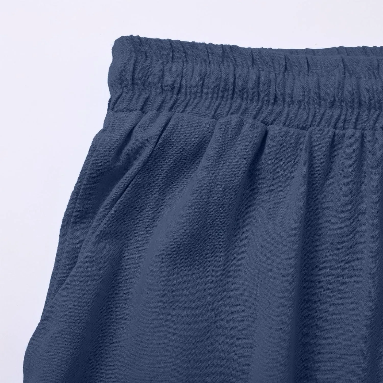 Wide Leg Linen Pants Women Palazzo Trousers Summer Casual Vacation Trousers Lounge Pant with Pockets