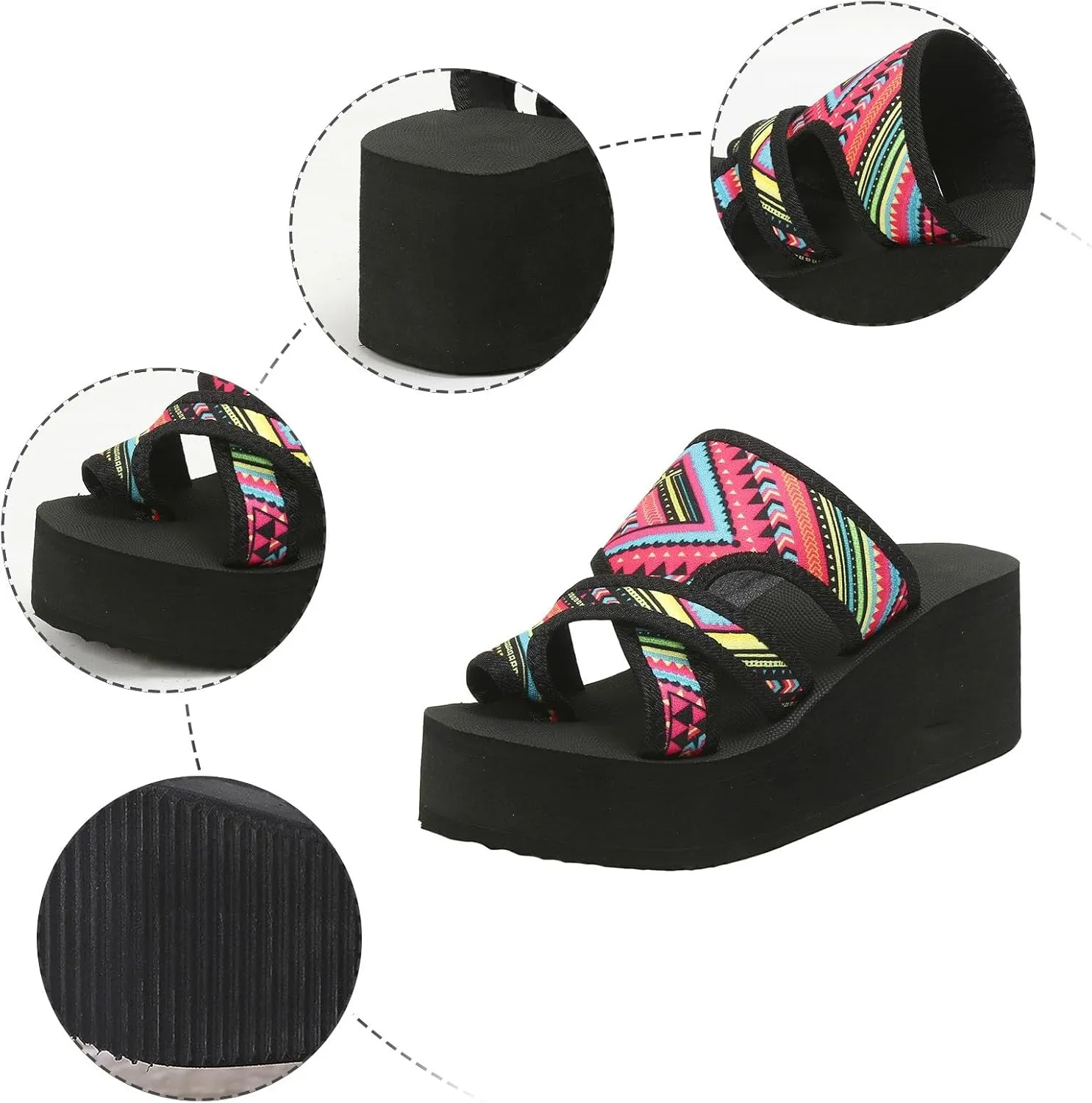 Wide Width Beach Flatform Sandals for Women with Comfy Cushion Yoga Mat Sole Cusual Outdoor Slippers Non Slip&Lightweight Beach Vacation Slippers for Women Quick-Dry Water Friendly Thong Sandal
