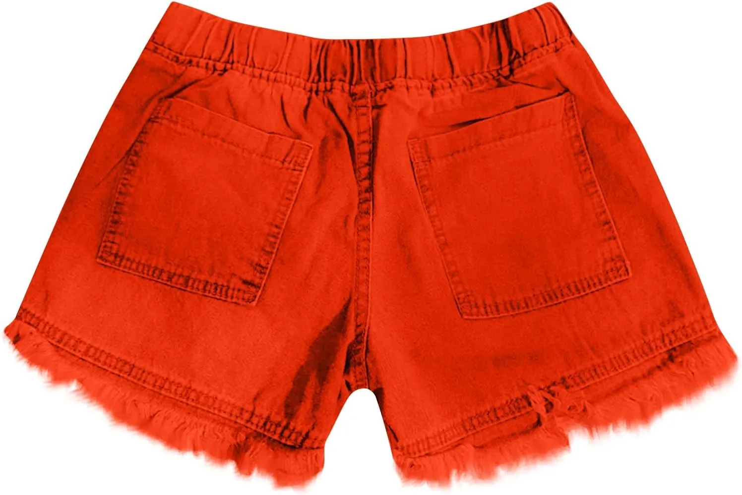 Women Denim Shorts 3 Inch Inseam Casual Summer Elastic High Waisted Jeans Frayed Raw Hem Jean Shorts with Pockets