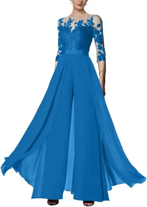 Women Dressy Jumpsuit/Pantsuit Mother of The Bride Dress Lace Appliques Wedding Guest Formal Dresses