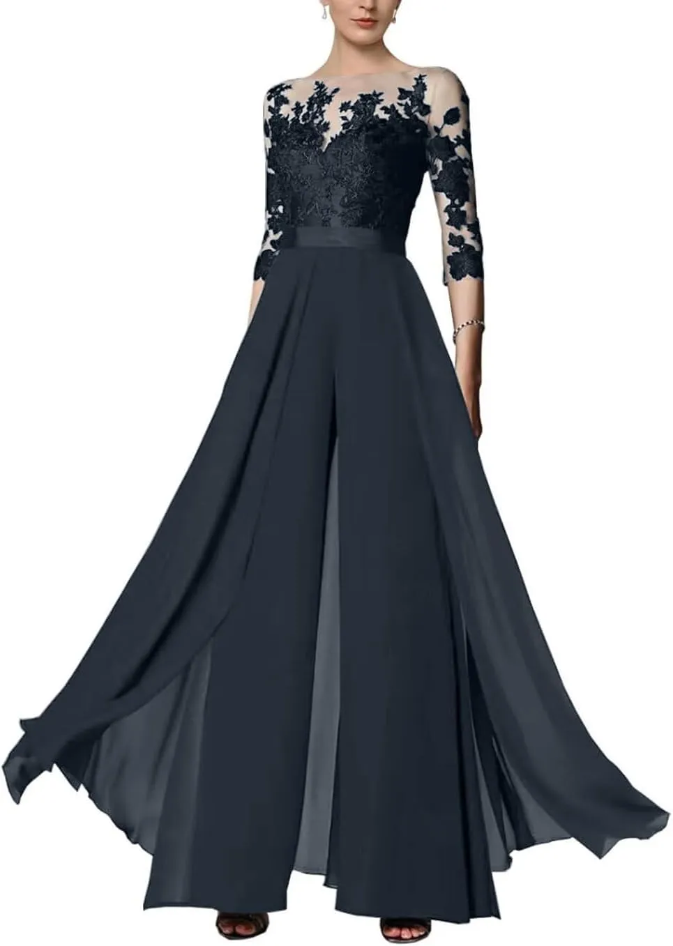 Women Dressy Jumpsuit/Pantsuit Mother of The Bride Dress Lace Appliques Wedding Guest Formal Dresses