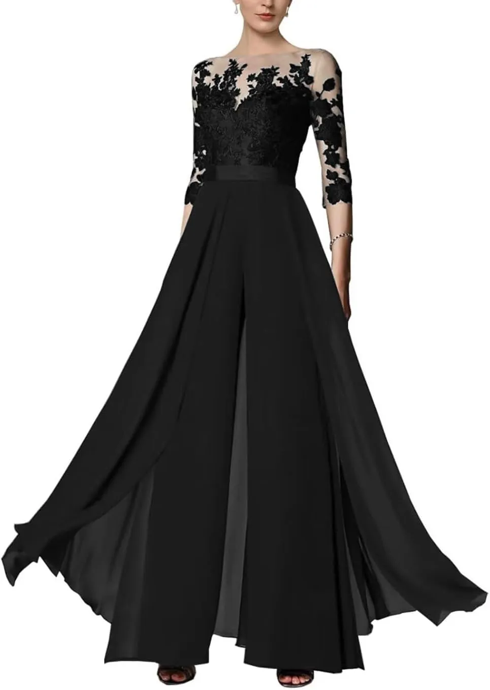 Women Dressy Jumpsuit/Pantsuit Mother of The Bride Dress Lace Appliques Wedding Guest Formal Dresses