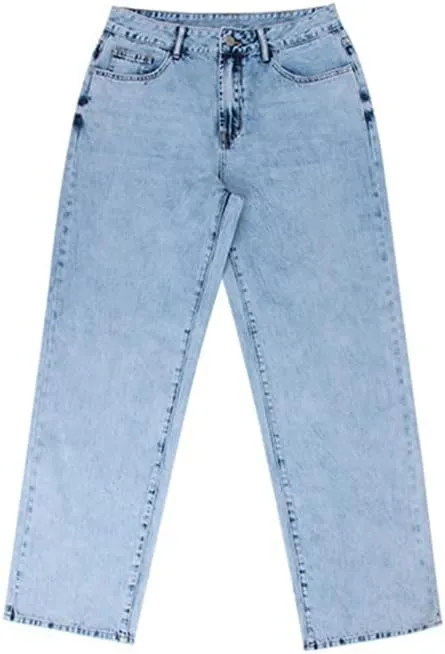 Women High Waisted Jeans Cargo Straight Leg Pants Loose Baggy Trousers Wide Leg Denim Jeans Pants Streetwear