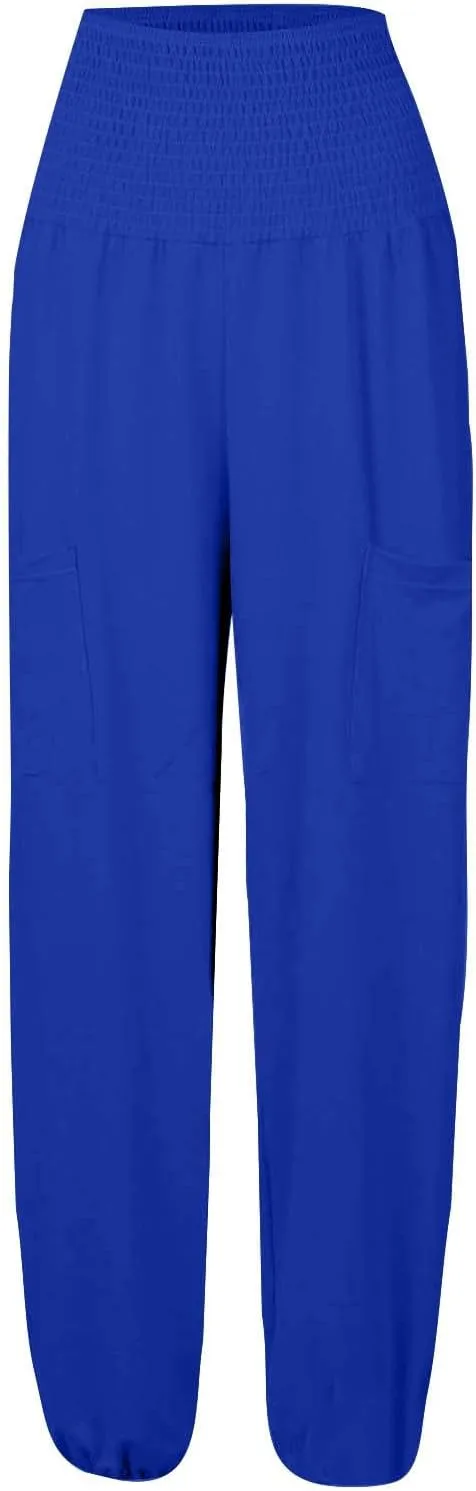 Women Linen Blend Summer Striped Pants Low Waist Bootcut Slim-Fit Trousers Business Work