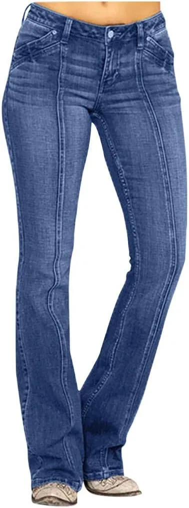 Women Low Waisted Flared Jeans Bell Bottom Jeans Plus Size Wide Leg Denim Pants Hip Hop Street Pants