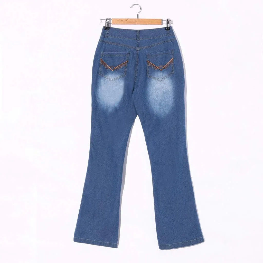 Women Low Waisted Flared Jeans Bell Bottom Jeans Plus Size Wide Leg Denim Pants Hip Hop Street Pants