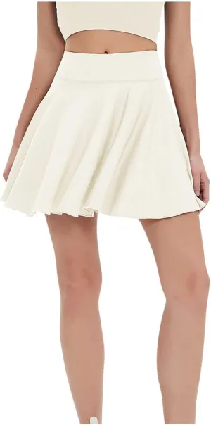 Womens Athletic Lightweight Tennis Skort Flowy Pleated Golf Skirt Elastic High Waisted Workout Running Sports Shorts