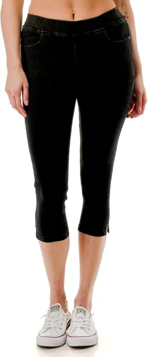 Women's Capri Jeans Skinny Jeggings Pull-On Denim Capris Pants with Pockets Regular & Plus Size