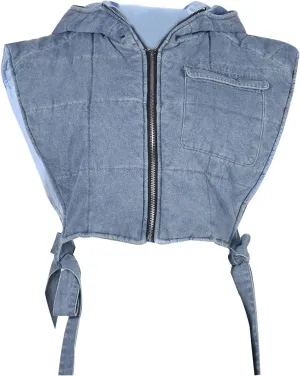 Womens Denim Cropped Puffer Vest Y2K Sleeveless Hooded Padded Puffy Coat Jean Bubble Vests