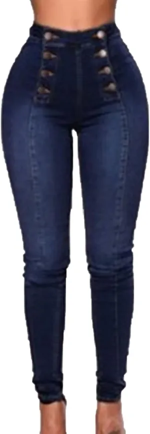 Women's High Waist Button Down Skinny Jeans Double Breasted Butt Lift Slim Fit Denim Pants Stretch Jean Trousers