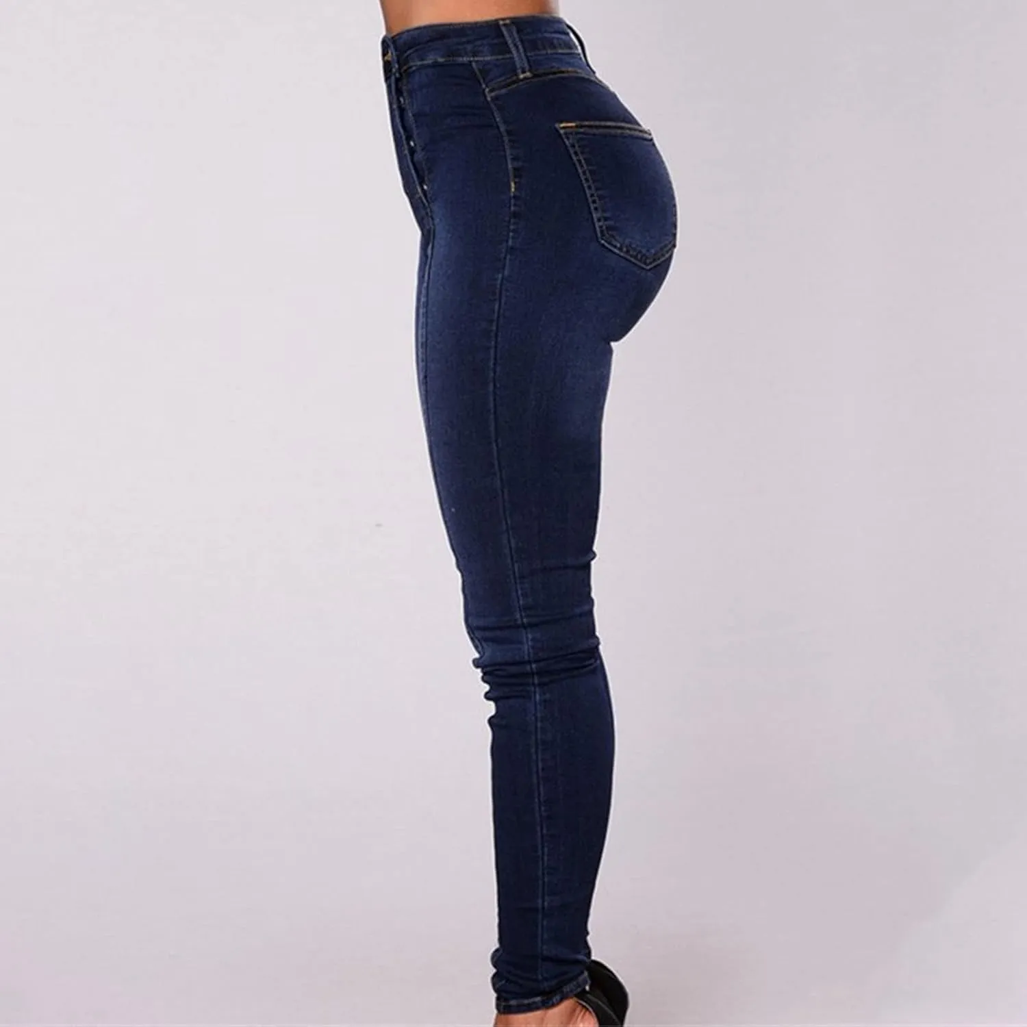 Women's High Waist Button Down Skinny Jeans Double Breasted Butt Lift Slim Fit Denim Pants Stretch Jean Trousers