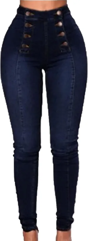 Women's High Waist Button Down Skinny Jeans Double Breasted Butt Lift Slim Fit Denim Pants Stretch Jean Trousers